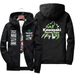 Veste de l&rsquo;équipe de course avec logo Kawasaki, imperméable et coupe-vent, vêtements de sport pour hommes, activités de plein air à la mode