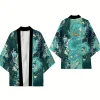 unisex kimono 3d retro long print top fashion casual cardigan yukata clothing japanese streetwear traditional clothing