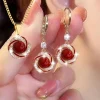 Ensemble de bijoux de luxe élégants en Zircon brillant pour femmes, collier et boucles d&rsquo;oreilles polyvalents, tendance, bijoux de fête, cadeaux d&rsquo;anniversaire, 3 pièces