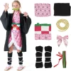 costumes de tueur tenue anime kamado nezuko cosplay costume kimono démon nezuko kimono pour enfants adultes robe anime costume halloween