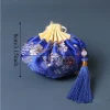 Étui à colliers brodé en tissu à motif de fleurs avec cordon de serrage, sachet vide, pochette à bijoux pour femmes, sac de rangement de style chinois