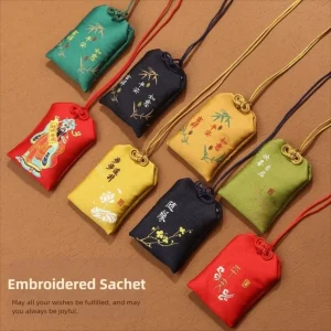 Prière japonaise classique, breloque porte-bonheur Omamori, sachets brodés, porte-clés de Couple impérial de la Fortune, mi-automne