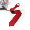 cravate de cou pré nouée pour hommes, 5cm, slim, fermeture éclair, rouge, noir, bleu, couleur unie, slim, étroit, robe de soirée pour marié, étudiante