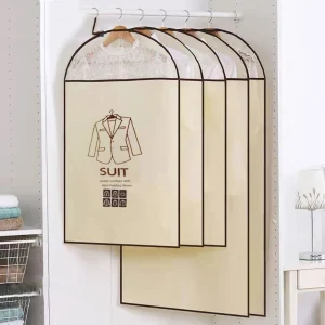 Housse de vêtements suspendue avec fermeture éclair, manteau de costume, robe extérieure, vêtement inférieur supérieur, anti-poussière, protection de rangement, sac de rangement, housse