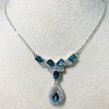 zecaa topaze bijoux fins topaze collier pendentif avec naturel topaze bleue de londres pierre précieuse 5*7mm opaze collier pendentif bijoux