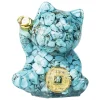 figurine de chat porte bonheur maneki neko, statue de chats d'argent, décoration pour mariage et anniversaire