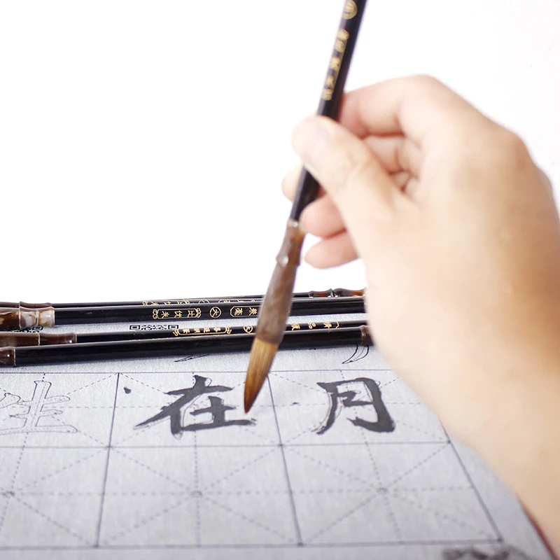 ensemble de pinceaux de calligraphie en bois, stylo pinceau de peinture de calligraphie chinoise, poils de belette en laine, jetée régulière, pinceau d'écriture, l, s, m, 6 pièces ensemble de pinceaux de calligraphie en bois, stylo pinceau de peinture de calligraphie chinoise, poils de belette en laine, jetée régulière, pinceau d'écriture, l, s, m, 6 pièces