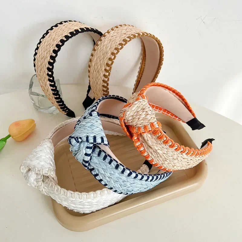 bandeau de sauna bohème en paille à larges bords pour femme, élégant et gracieux bandeau de sauna bohème en paille à larges bords pour femme, élégant et gracieux