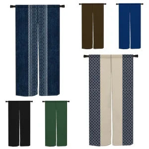 Rideau de porte japonais Simple, couleur unie, pour cuisine, chambre à coucher, salon, Restaurant, décoration de porte, rideau de séparation en lin