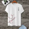 t shirt homme japonais motif fleur de cerisier style chinois 3d fleur de prunier calligraphie o cou hauts rue décontracté unisexe t shirts