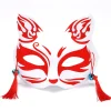 demi masque de chat anime demon slayer, masque enraciné, peint à la main, cosplay japonais, festival rave, accessoires de fête