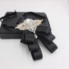collier formel rétro en strass pour hommes, fleur en cristal, élégant, nœud papillon, style britannique, vintage, accessoire de costume pour hommes