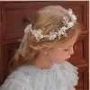 Bandeau de Sauna Élégant avec Perles Imitées, Coiffe de Cheveux, Couronne de Fleurs, Guirxiété de Mariée, Cerceau de Tête, Bijoux de Mariage pour Femme