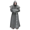 cape à capuche médiévale pour hommes – robe longue et ample de couleur unie, cape de cosplay de randonnée pour larp et reconstitution historique