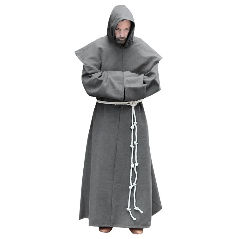 cape à capuche médiévale pour hommes – robe longue et ample de couleur unie, cape de cosplay de randonnée pour larp et reconstitution historique cape à capuche médiévale pour hommes – robe longue et ample de couleur unie, cape de cosplay de randonnée pour larp et reconstitution historique