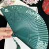 ventilateur antique rétro portable vert pour femme, hanfu cheongsam, petit, pliant, brevclassique, chinois