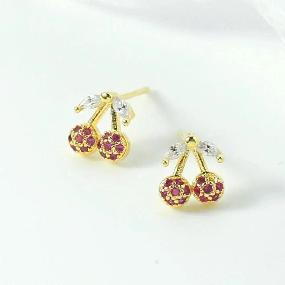 costume de bijoux cerise en cristal strass, tendance, léger, luxe, exquis, collier, boucles d'oreilles, ensemble de collier cerise douce, fête costume de bijoux cerise en cristal strass, tendance, léger, luxe, exquis, collier, boucles d'oreilles, ensemble de collier cerise douce, fête