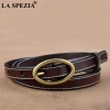 la spezia ceinture vintage en cuir group pour femme, marron, broche fine, structure de la taille, accessoire pour jeans