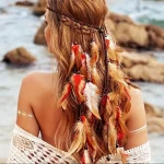 Rétro gland plume bandeau perlé bohème Style Boho coiffure Costume réglable arc-en-ciel indien bandeau femmes Rétro gland plume bandeau perlé bohème Style Boho coiffure Costume réglable arc-en-ciel indien bandeau femmes
