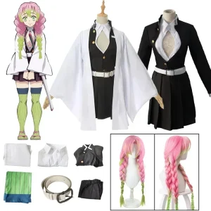 Anime Oke Roji Mitsuri Cosplay Costume pour adultes et enfants, Kimono Haori, robe, perruque, vêtements d&rsquo;Halloween
