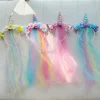 bandeau licorne arc en ciel, couvre chef pour enfants, simulation de princesse, filet de fleurs, accessoires de style dessin animé pour enfants