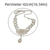 collier de perles de luxe en strass, élégant, double couche, accessoire de bijoux de cou scintillant, chaîne de clavicule en perles