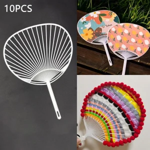 Uchiwa-Ventilateur japonais créatif durable en plastique blanc, kit de bricolage, cadre pour artisanat, ventilateur à main exécutif, 10 pièces Uchiwa-Ventilateur japonais créatif durable en plastique blanc, kit de bricolage, cadre pour artisanat, ventilateur à main exécutif, 10 pièces