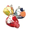 porte monnaie maneki neko de style japonais pour femmes, portefeuilles décontractés, impression de fleurs, pochette chat porte bonheur, porte cartes en pu beurre