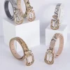 ceinture en peau de serpent avec broche sculptée européenne et américaine pour femme, motif à la mode et polyvalent, haut de gamme