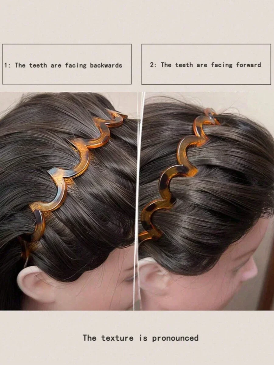 bandeau à dents ondulées en résine marron coréen pour femmes et filles, peigne à cheveux à la mode, bandeau cranté en zigzag, accessoires pour cheveux bandeau à dents ondulées en résine marron coréen pour femmes et filles, peigne à cheveux à la mode, bandeau cranté en zigzag, accessoires pour cheveux