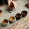 ensemble de tasses principales en poterie grossière, tasse à thé en céramique zen kung fu, tasse à thé rétro japonaise, coffret cadeau 5