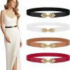 ceinture fine en pu pour femmes, noir et blanc, ceinture élastique, accessoires de déclin, double structure en métal, offre spéciale