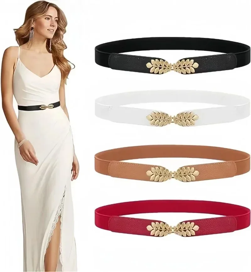ceinture fine en pu pour femmes, noir et blanc, ceinture élastique, accessoires de déclin, double structure en métal, offre spéciale ceinture fine en pu pour femmes, noir et blanc, ceinture élastique, accessoires de déclin, double structure en métal, offre spéciale