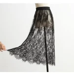 Demi-jupe taille haute en dentelle pour femmes, jupon, sous-robe, basique, été