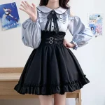 Chemisiers japonais pour femmes 2025 Camisas De Mujer Style Lolita à manches longues épaules dénudées chemises mode volants doux Blouse hauts Chemisiers japonais pour femmes 2025 Camisas De Mujer Style Lolita à manches longues épaules dénudées chemises mode volants doux Blouse hauts
