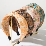 Nouveau bandeau imprimé Ultra large de Style bohème rétro européen et américain, cheveux de Style vacances en tissu de fleur de cajou pour femmes