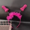 bandeau de fête d'enterrement de vie de jeune fille, plumes rouges et roses, bandeau de cheveux sexy pour future mariée, décor de fête de poule heureuse, accessoire photo