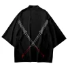 Été ample mode japonaise couteau de samouraï imprimé kimono streetwear cardigan robe femmes hommes haori haut yukata