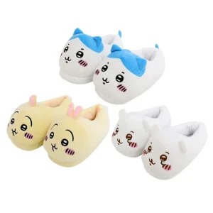 Chiikawa Jiikawa pantoufles en peluche ours auto-déprécateur Usachi Xiaobachiika pantoufles mignonnes intérieur chaussures en coton Super doux cadeau pour fille