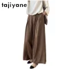 TAJIYANE 100% pantalon en soie de mûrier véritable femme pantalon Baggy de haute qualité pantalon à jambes larges en Jacquard vêtements d&rsquo;été femmes 2025 Commer