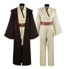 obi wan kenobi – robe de costume pour hommes, tunique de chevalier jedi, uniforme à capuche, ensemble complet, cape de cosplay d'halloween