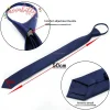 cravate de cou pré nouée pour hommes, 5cm, slim, fermeture éclair, rouge, noir, bleu, couleur unie, slim, étroit, robe de soirée pour marié, étudiante