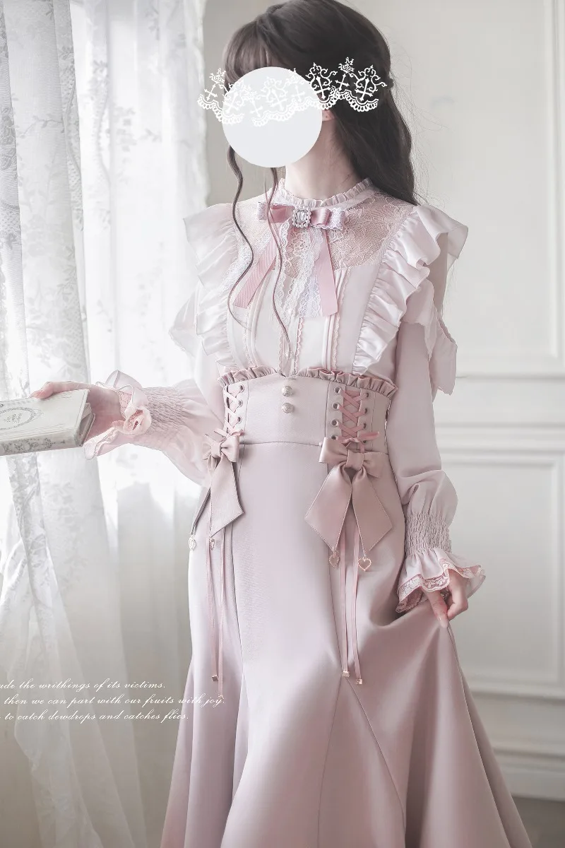 japonais rojita mini série sc chemisier rose et blanc jupe sirène élégante produite en série manches longues chemise à simple boutonnage fille japonais rojita mini série sc chemisier rose et blanc jupe sirène élégante produite en série manches longues chemise à simple boutonnage fille
