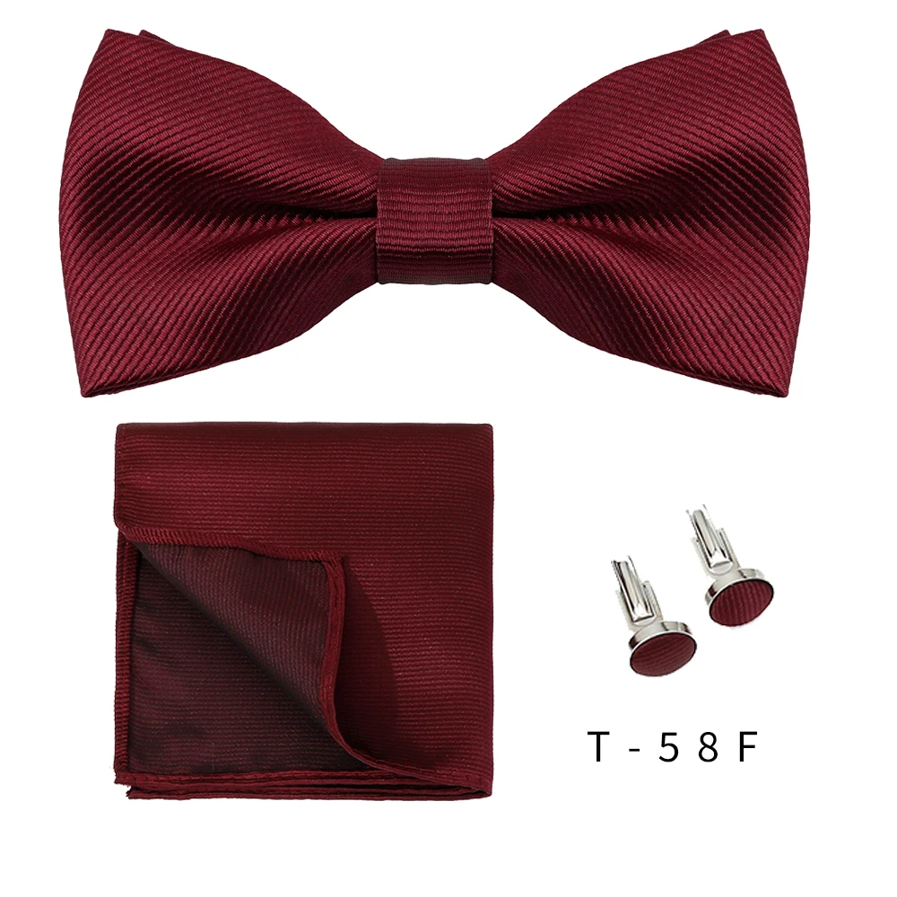 ensemble de nœuds papillon pour hommes, 3 pièces, couleur unie, chemises carrées de poche, boutons de manchette, costume papillon pour affaires, mariage, décoration cravate ensemble de nœuds papillon pour hommes, 3 pièces, couleur unie, chemises carrées de poche, boutons de manchette, costume papillon pour affaires, mariage, décoration cravate