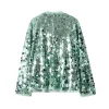 veste à paillettes pour femmes, col en v, style kimono, manches longues, pour fête, à lacets, streetwear, manteau à la mode