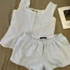 Pyjama rayé pour femmes, vêtements de nuit pour enfants, ensemble 2 pièces en dentelle, vêtements de nuit, débardeur coréen, costume de maison, nouvelle collection 2025
