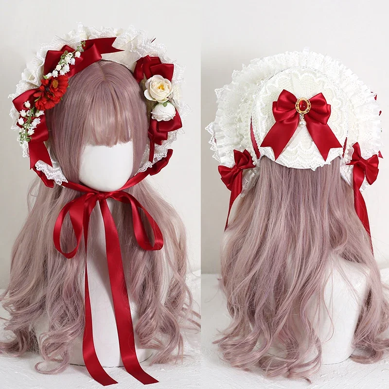 Chapeau de paille Vintage victorien en dentelle à fleurs, Bonnet Lolita pour fille, casquette à volants, à lacets réglable Chapeau de paille Vintage victorien en dentelle à fleurs, Bonnet Lolita pour fille, casquette à volants, à lacets réglable