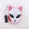 masque néon led demon slayer, décor de carnaval, cosplay anime japonais, clignotant pour la nuit de carnaval, 2025