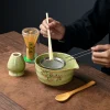ensemble matcha avec bol matcha en céramique, kit matcha japonais, fouet à thé en bambou, support matcha, boîte cadeau pour cérémonie du thé japonais, 5 pièces