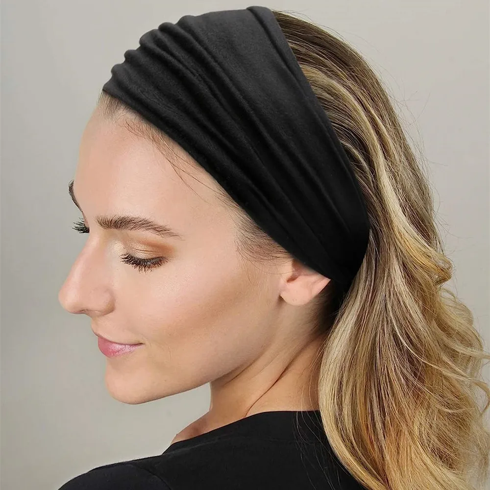grands bandeaux pour femmes, élégants, style boho, turban de sport, yoga, en coton, bandana antidérapant, accessoires pour cheveux grands bandeaux pour femmes, élégants, style boho, turban de sport, yoga, en coton, bandana antidérapant, accessoires pour cheveux